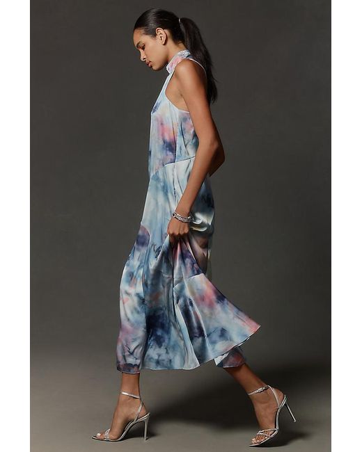 princess polly baby blue dress Linen Sweetheart Cutout A-Line Midi Dress main image 1