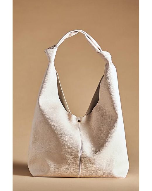 Anthropologie Natural Knotted Slouchy Faux Leather Bag