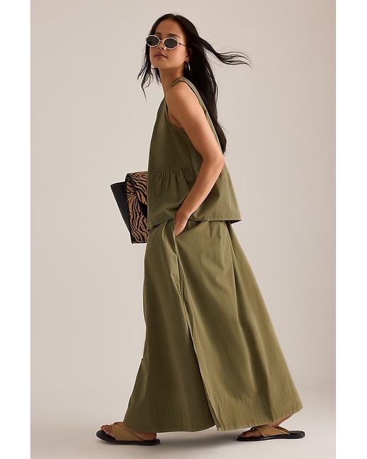 SELECTED Green Sleeveless V-Neck Peplum Top