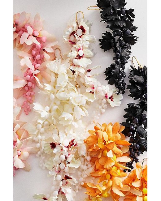 By Anthropologie Orange Petal Cascade Statement Drop Earrings