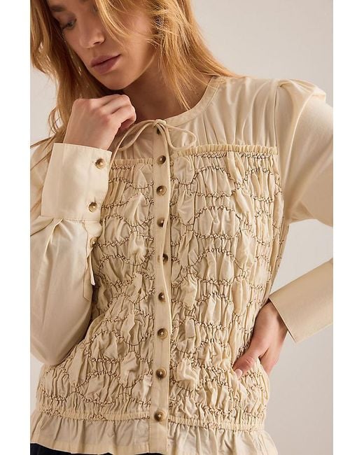 Damson Madder Blue Elliana Smocked Cardigan