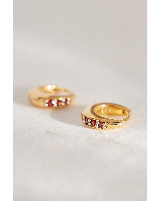 Rachel Jackson Metallic Plated Birthstone Huggie Hoop Earrings
