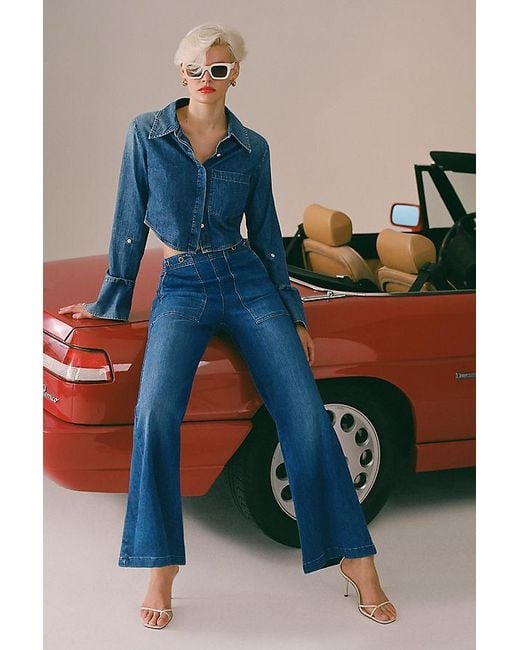 Pilcro Blue The Kit High-Rise Wide-Leg Utility Trouser Jeans By