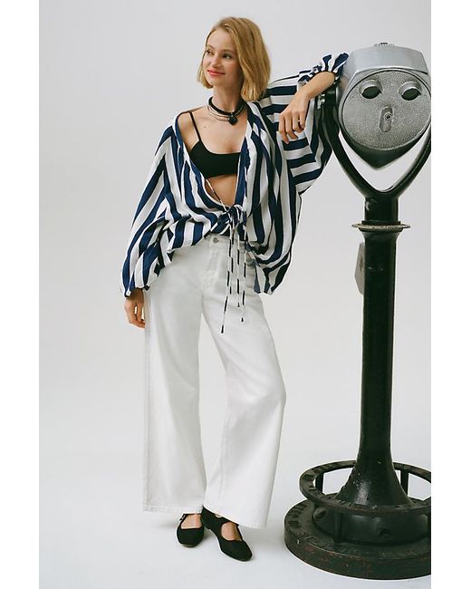 Pilcro White Low-Rise Wide-Leg Jeans