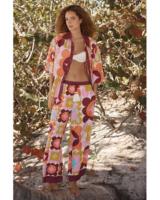 Celandine Pink X Holly Clarke Wide-Leg Linen-Blend Trousers