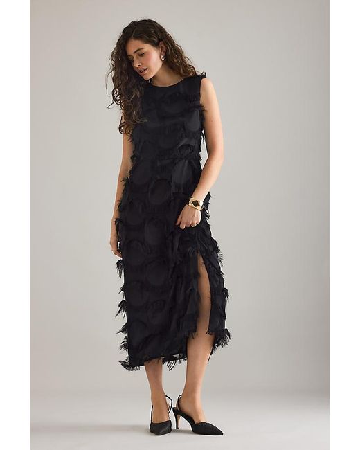 Samsøe & Samsøe Black Saporto Sleeveless Fringed Midi Dress