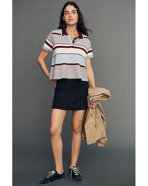 Maeve Gray Wool Swing Polo Top