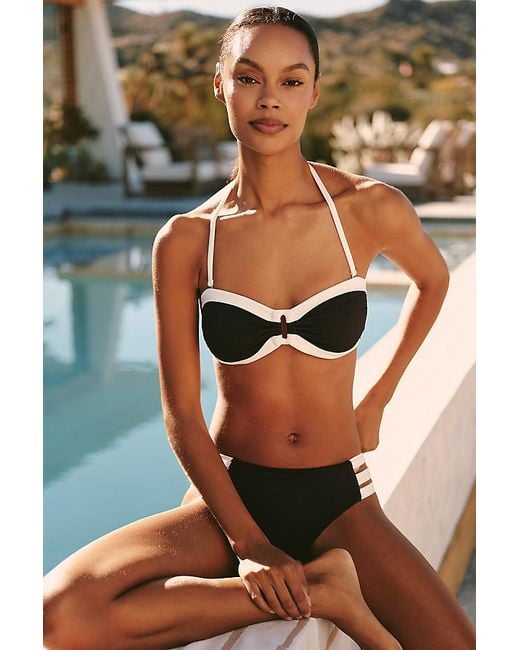 Seafolly Black Band Wave Trim Bandeau Bikini Top