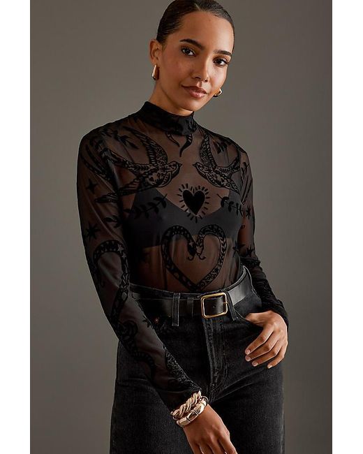 Never Fully Dressed Black Swallow Romance Bodysuit