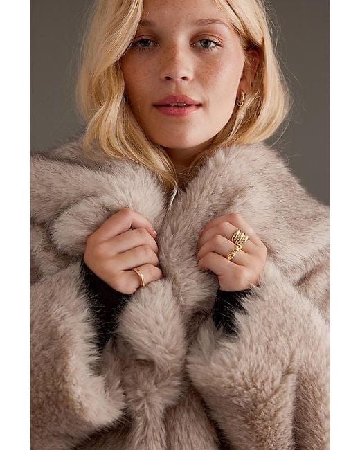 By Anthropologie Brown Faux Fur Coat