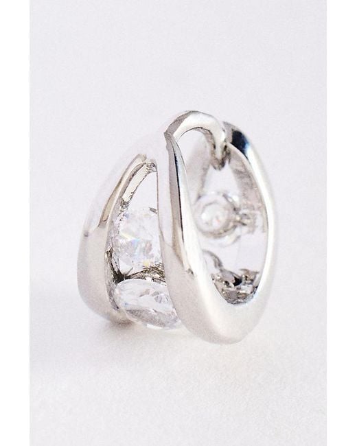 By Anthropologie Metallic Split Crystal Huggie Hoop Earrings