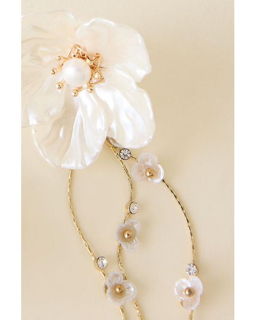 By Anthropologie Natural Iridescent Flower Drop Earrings