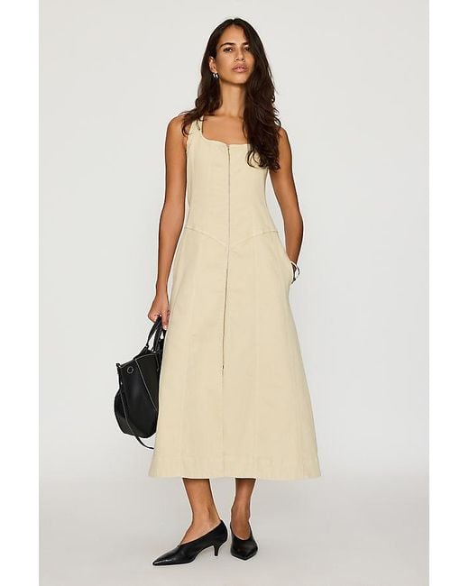 Pilcro Natural Denim Zip-Front Midi Dress