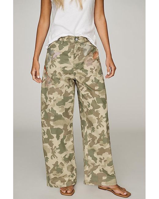 Pilcro Natural The Kayden High-Rise Camo Carpenter Barrel Trousers By