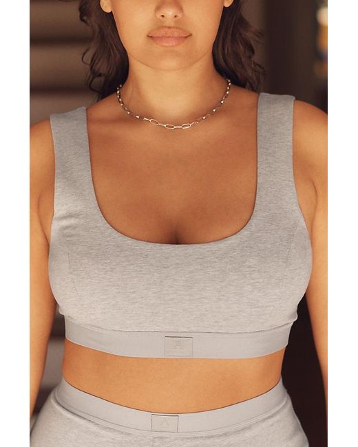 By Anthropologie Brown Scoop-Neck Cotton Bra