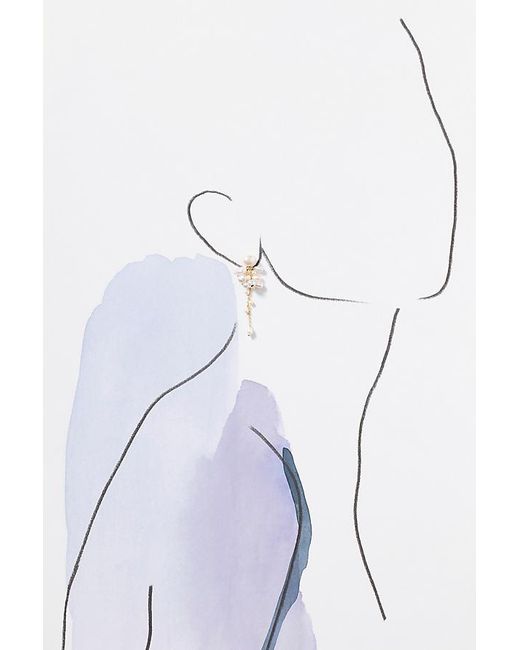 By Anthropologie White Pearl Cluster Drop Earrings