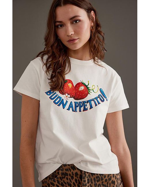 Damson Madder White Buon Appetito Shrunken T-shirt