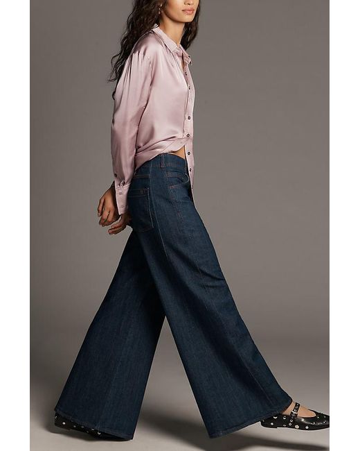 Pilcro Blue The Adi Regenerative Cotton Mid-Rise Flare Jeans By