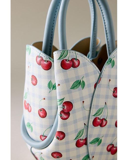Melie Bianco Gray Tulip Top-Handle Crossbody Mini Tote Bag