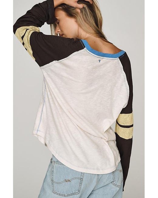 Pilcro Blue Cotton Long-Sleeve Varsity Shirt