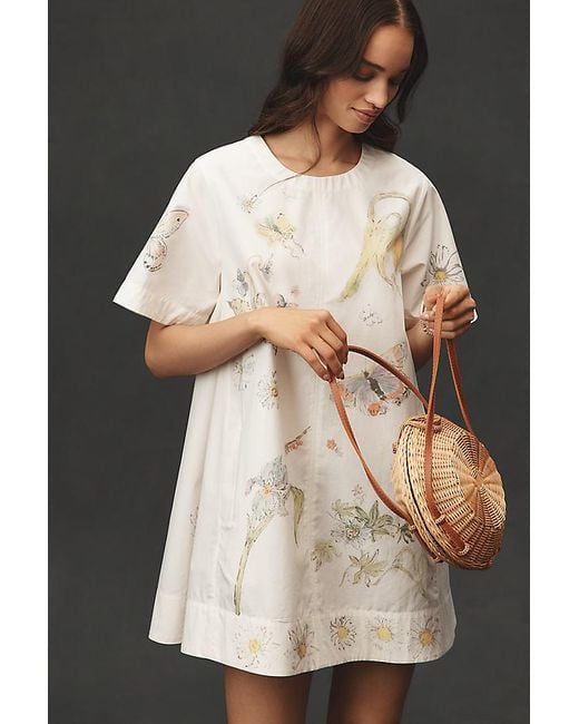 Maeve The Emmy Short-Sleeve Swing Mini Dress By Swan Gossip Edition in  Black | Lyst UK