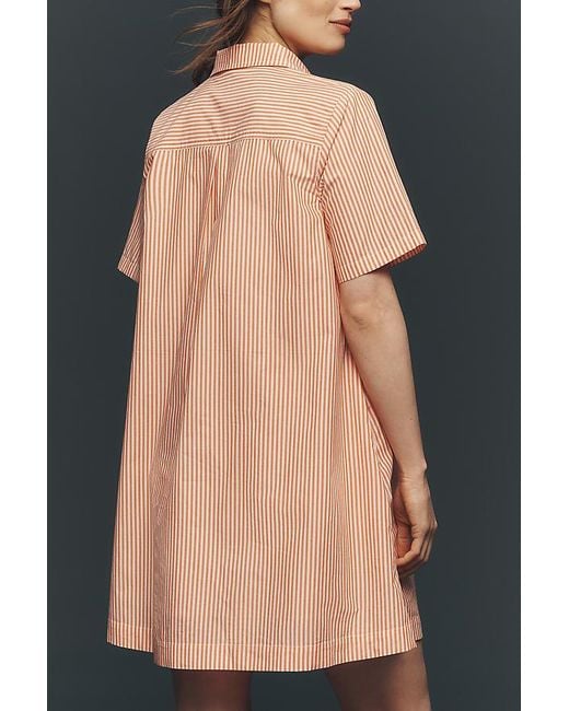 By Anthropologie Natural The Pollie Short-Sleeve Swing Tunic Mini Dress: Embroidered Edition