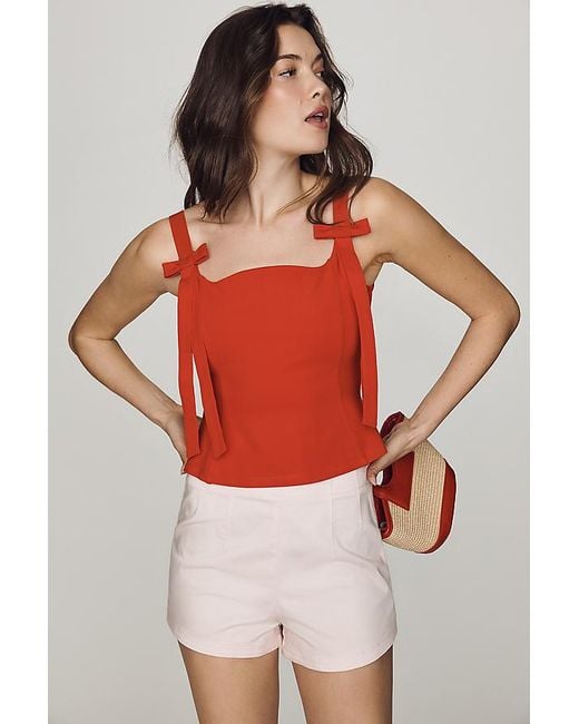 Maeve Red Bow-Strap Tank Top