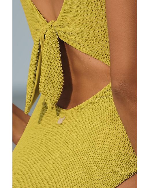 MALAI Green Textured Wave Twist One-Piece Swimsuit