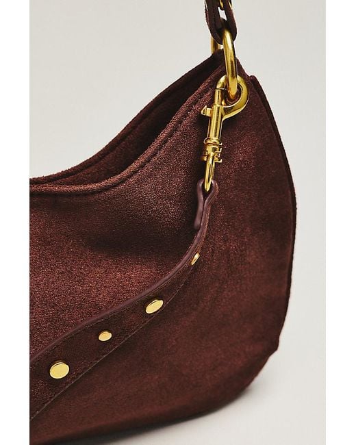 By Anthropologie Brown Faux-Suede Circular Shoulder Bag