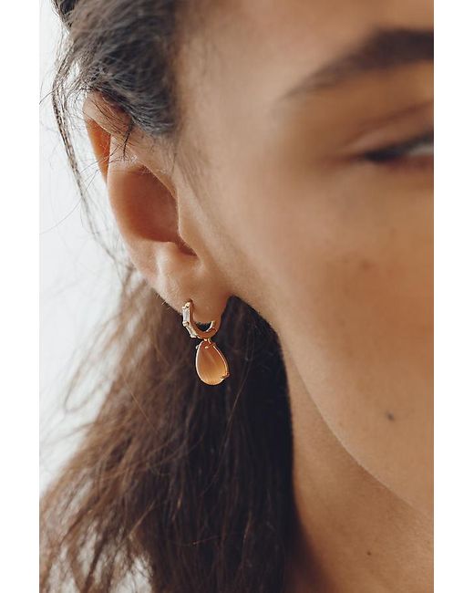 By Anthropologie Orange Gemstone Huggie Hoop Earrings
