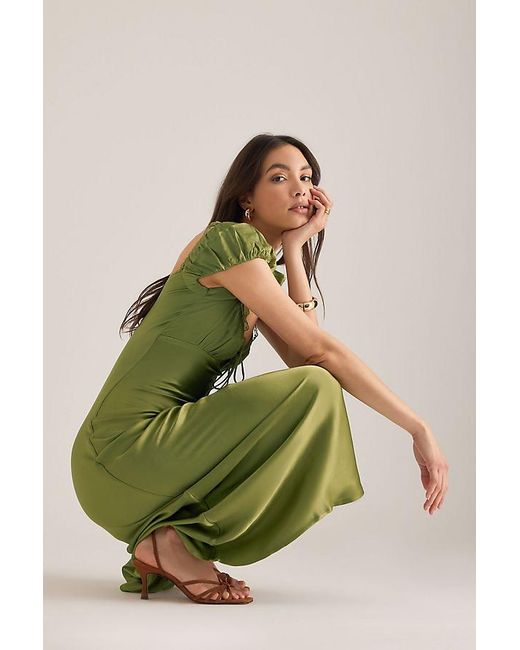Bardot Green Stasia Satin Maxi Slip Dress