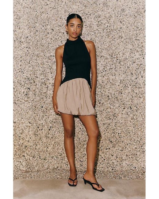 Maeve Brown Twofer Bubble Mini Dress