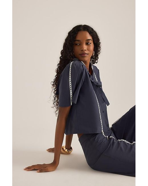 The Tiny Big Sister Blue Sailor Neck Blouse