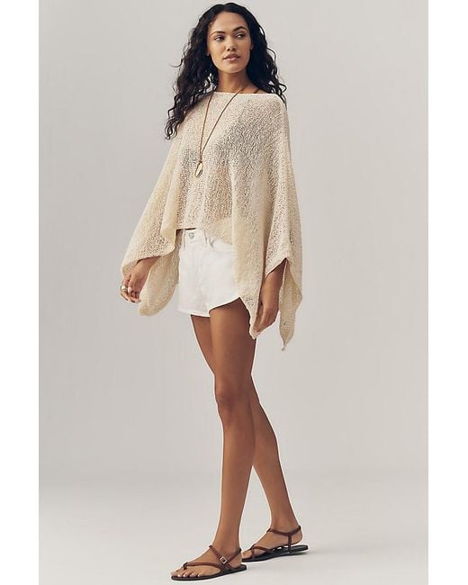 By Anthropologie Brown Gauze Knit Poncho