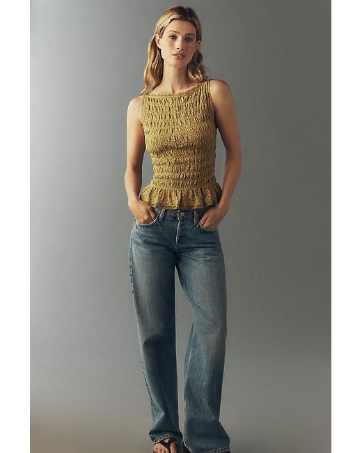 Maeve Brown Shirred Tank Top