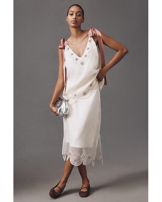 By Anthropologie Black Tie-Strap Crystal Tank Top