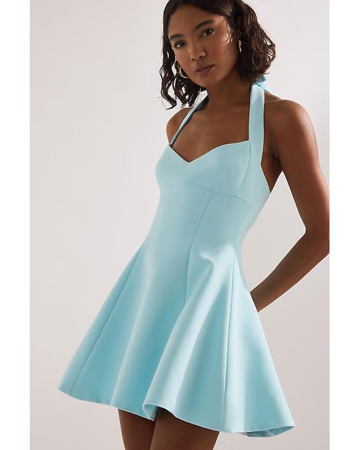 Bardot Blue Deserae Halter Mini Dress