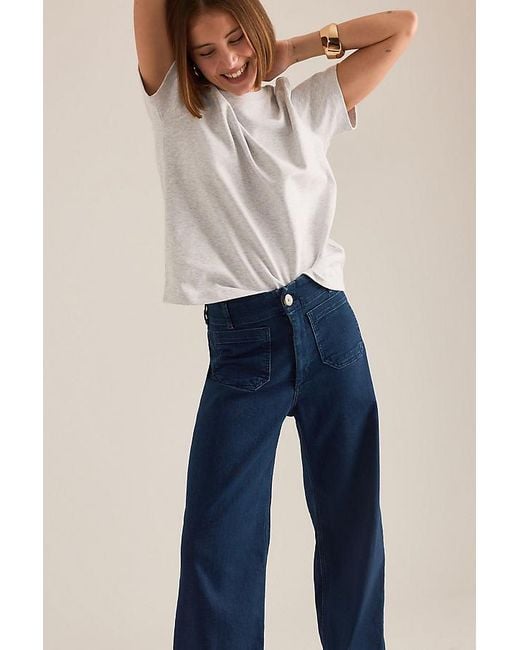 Maeve Blue The Colette Full-Length Wide-Leg Jeans By