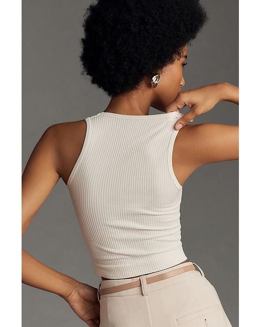 By Anthropologie White The Reegan Seamless Ribbed Cropped Tank Top