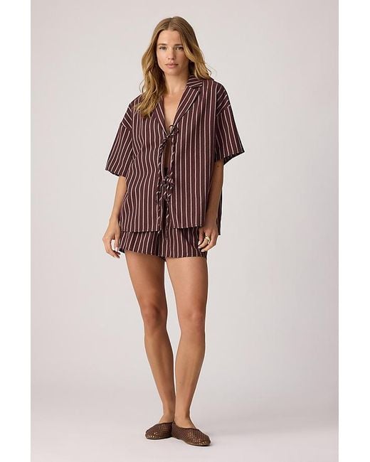 4th & Reckless Red Lara Stripe Shorts