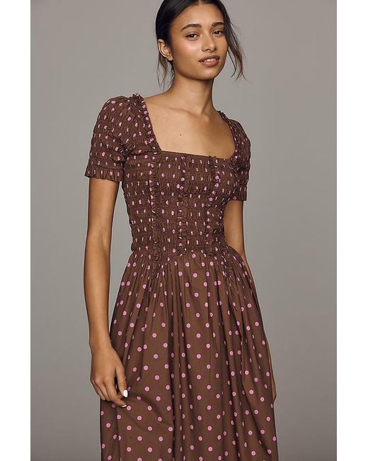 Damson Madder Brown Raphaela Ruffle Midi Dress