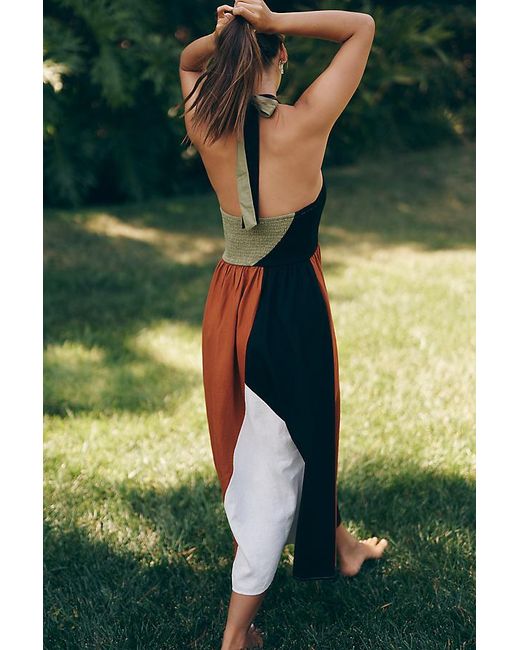 Celandine Green Linen Smocked Halter Midi Dress