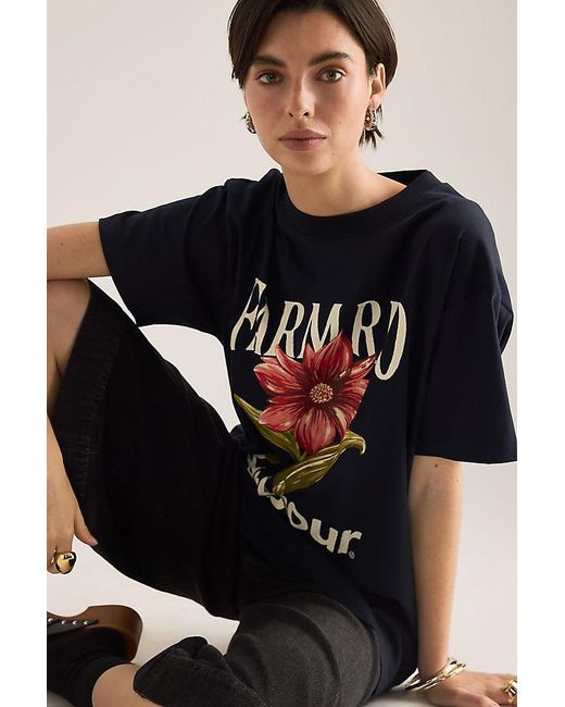 BARBOUR X FARM RIO Blue Wild Flower T-Shirt