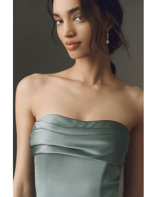 Mare Mare Blue Isabella Strapless Ruched Corset Maxi Dress