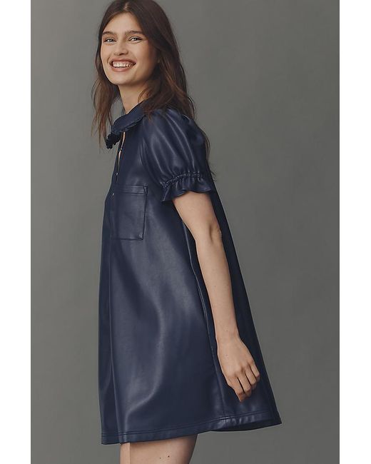 Pilcro Gray The Keira Faux-Leather Mini Dress By
