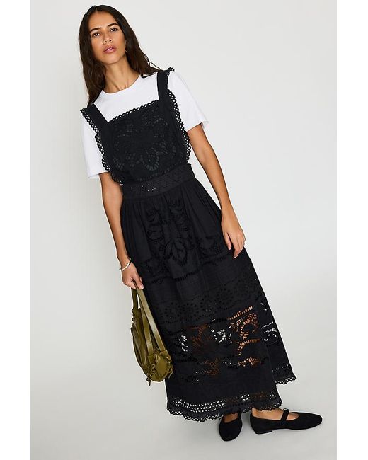 Bl-nk Black Cutwork Midi Apron Dress