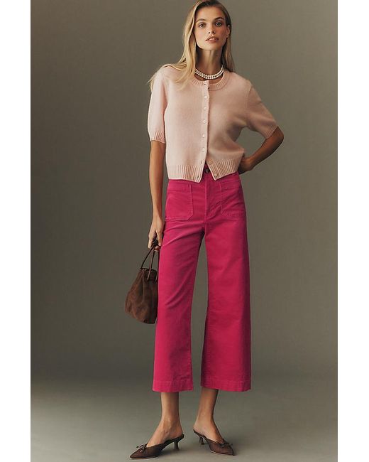 Maeve Red The Colette Cropped Wide-Leg Trousers By Corduroy Edition