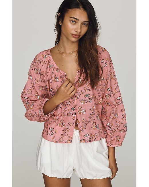 Pilcro Red Sidney Shrunken Batwing Blouse