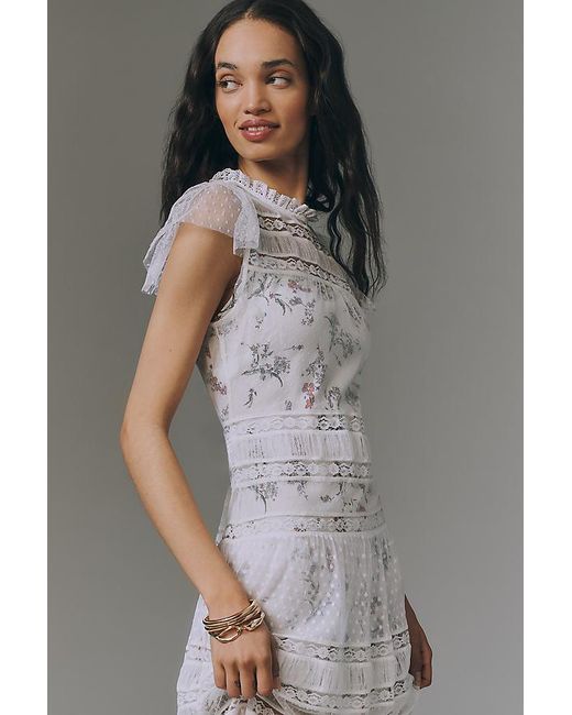 By Anthropologie Gray Lace Twofer Maxi Dress