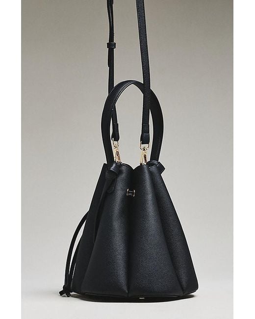 Melie Bianco Black Laguna Cinched Vegan Leather Bucket Bag